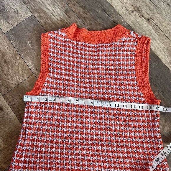 ZARA LILAC PURPIE ORANGE CROCHET CHECK 60'S INSPIRED TOP size L - Picture 5 of 8